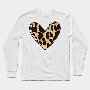 Simply  Leopard pattern heart Long Sleeve T-Shirt